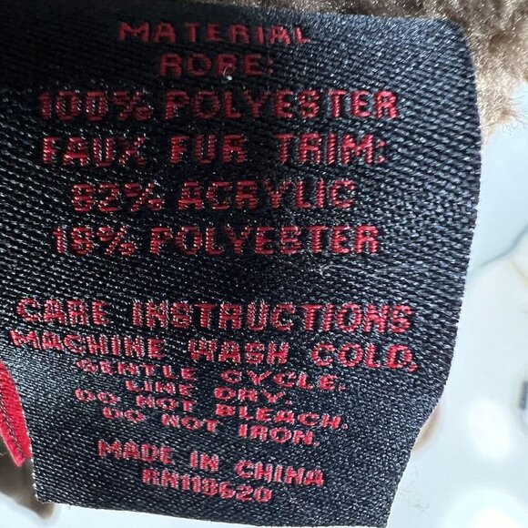 Adrienne Landau Womens L Faux Fox Fur Trim Robe Belted Cozy Plush Quiet Luxury - Picture 11 of 13